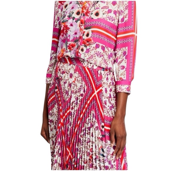 ELIE TAHARI Delilah Floral Pleated Midi Skirt, Size 8. - Picture 4 of 14